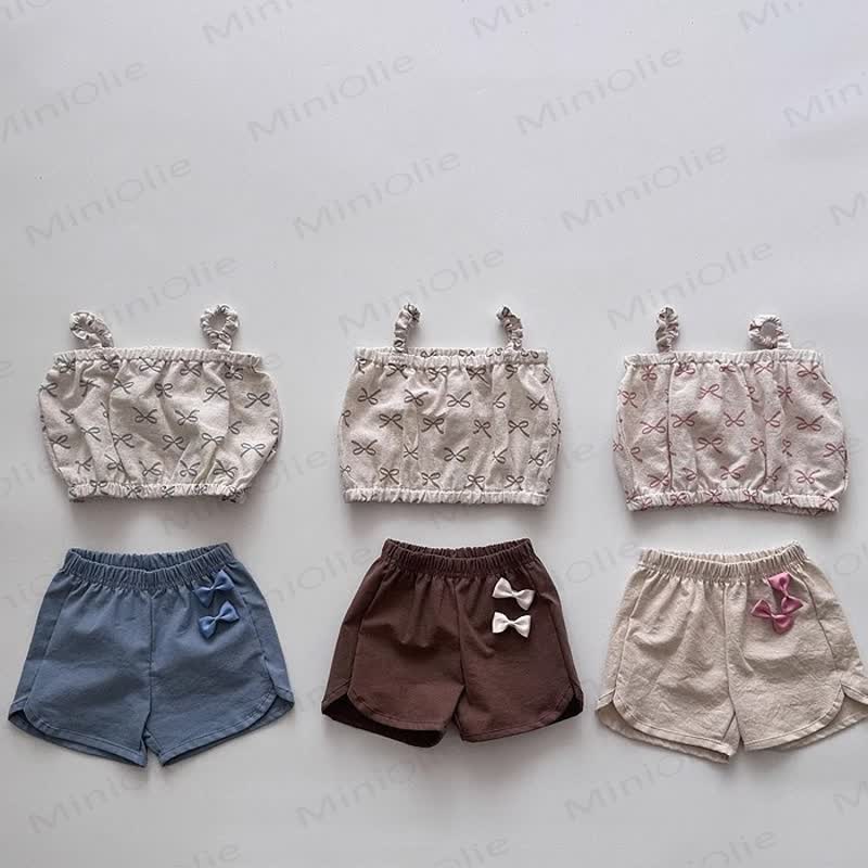 Baby Toddler Bow Plaid Linen Shorts - image 4