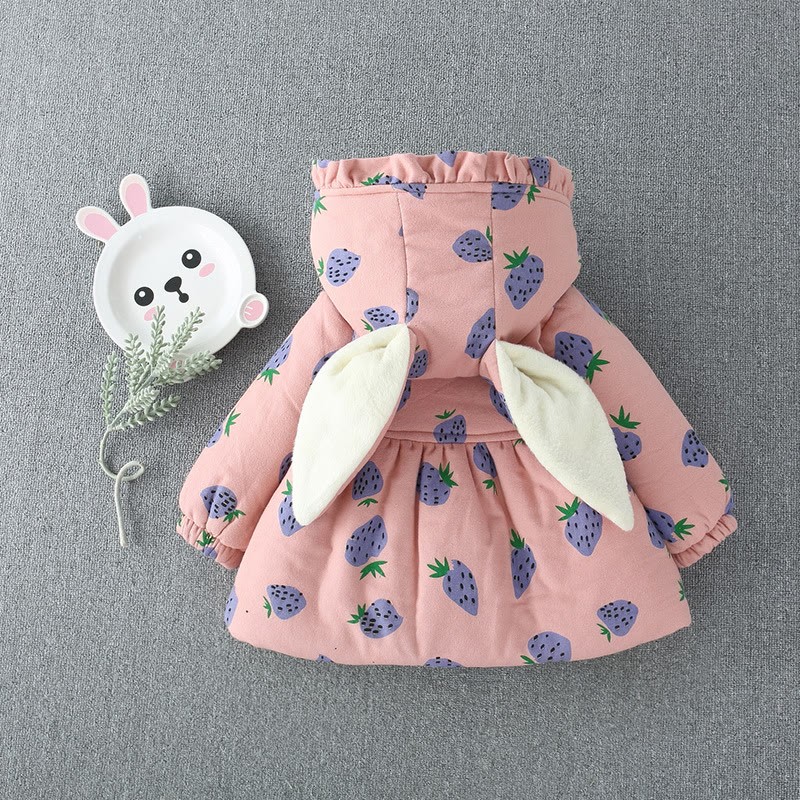 Toddler Cherry Strawberry Fleece Lined Coat with Bag - image 3