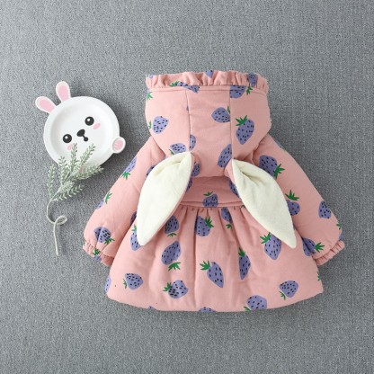 Toddler Cherry Strawberry Fleece Lined Coat with Bag - image 3