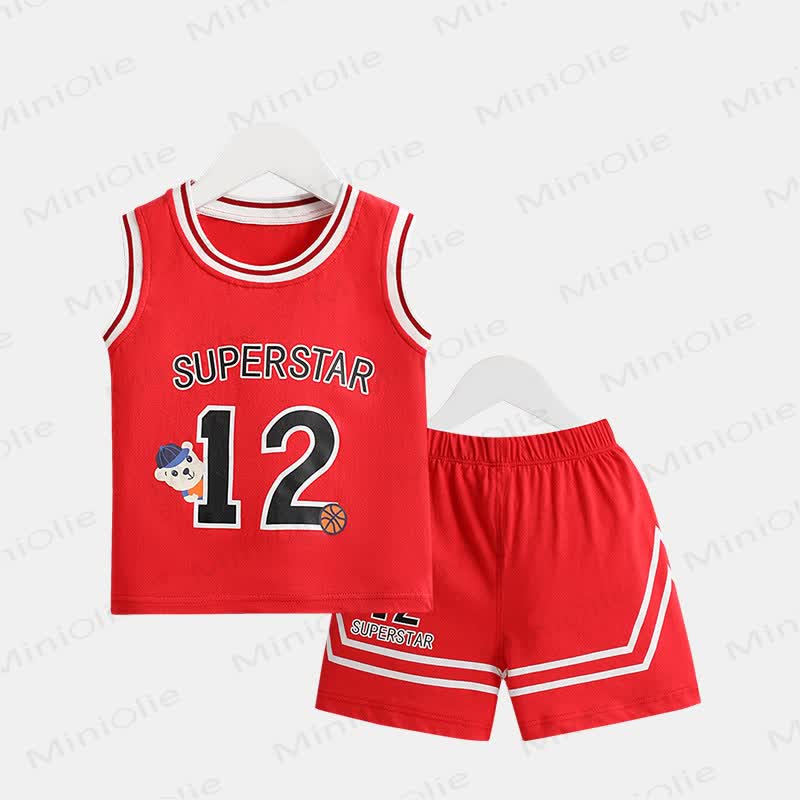 Baby Toddler Sport Mesh Tank Top and Shorts 2-piece Set - Red - 6-7T - image 5