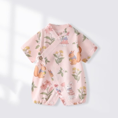 Baby Print Short Sleeve Romper - Pink - 18-24M - image 3