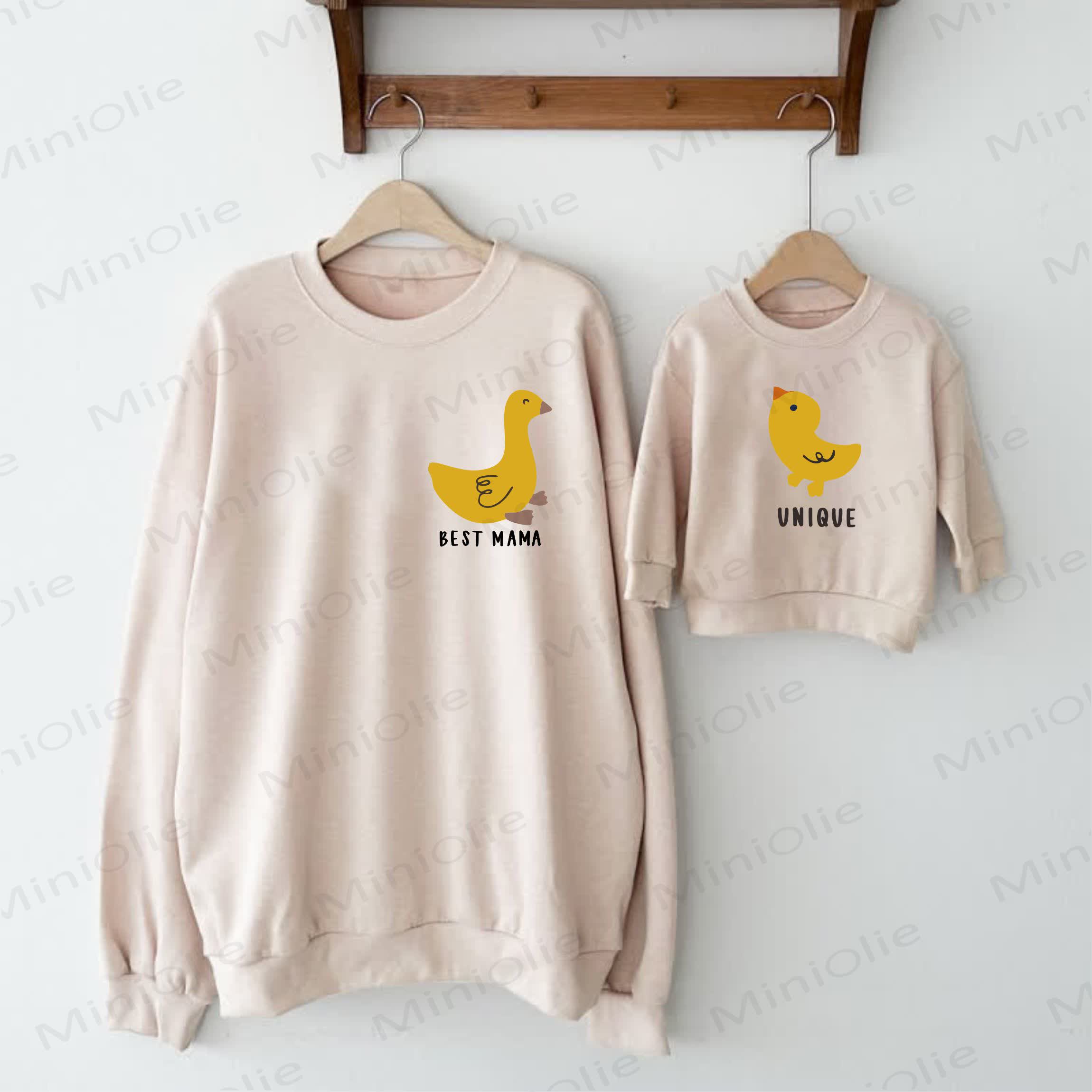 BEST MAMA/UNIQUE Beige Family Duck Print Sweatshirt - Beige - Adult Sweatshirt: XL - image 1