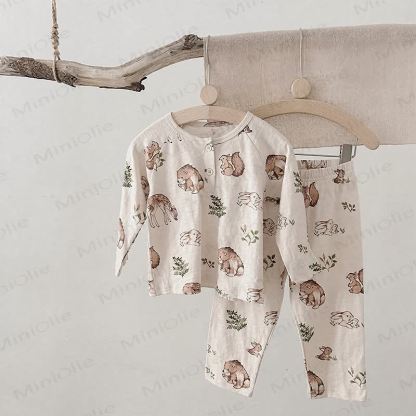 Toddler Baby Beige/Gray Cozy Pajama 2-piece Set - Beige Animal - 6-7T - image 4