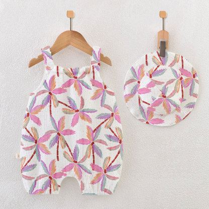 Baby Palm Tree Print White Jumpsuit with Hat - White - 18-24M - image 1