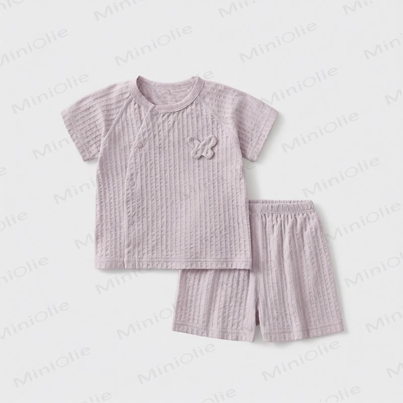 Baby Solid Color Short-Sleeve Set - Purple - 3-4T - image 5