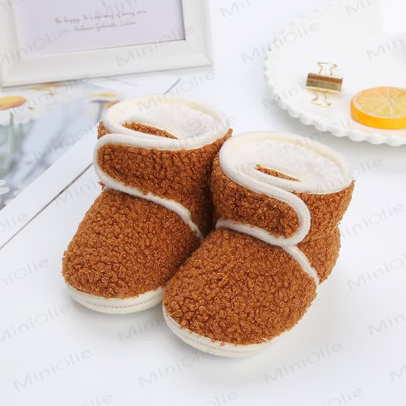 Baby Christmas Plush Warm Shoes - Brown - 12-15M - image 1 - image 2