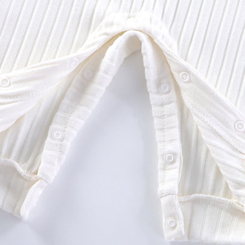 Baby Crew Neck Solid Color Ribbed Romper - image 4