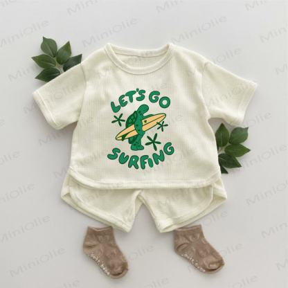 LET'S GO SURFING Baby Turtle Print Waffle 2-piece Set - Apricot - 2-3T - image 1
