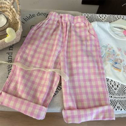 Toddler Cartoon Bear T-Shirt/Pink Plaid Pants - Pink Pants - 8Y - image 4