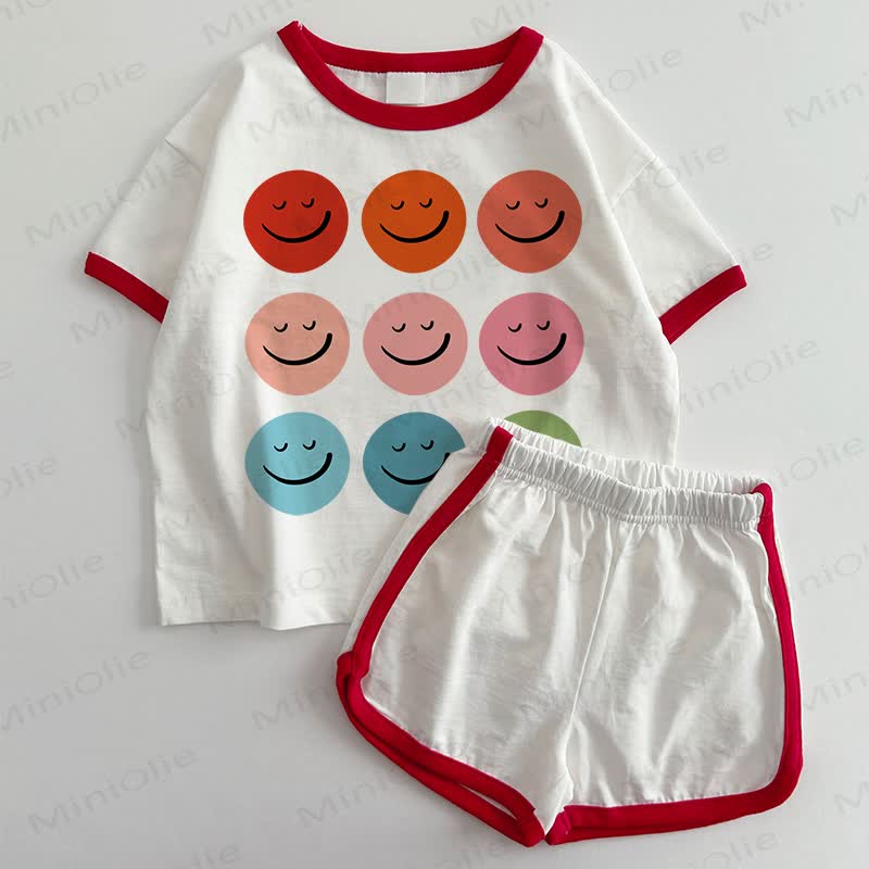 Baby Smiley T-shirt and Shorts 2-Piece Set - White&Red - 3-5T - image 1