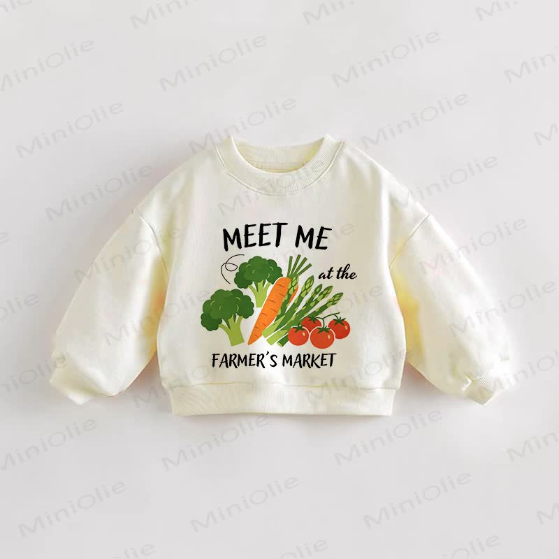 MEET ME AT THE FARMER'S MARKET Baby Toddler White Sweatshirt - White - 3-5T - image 1