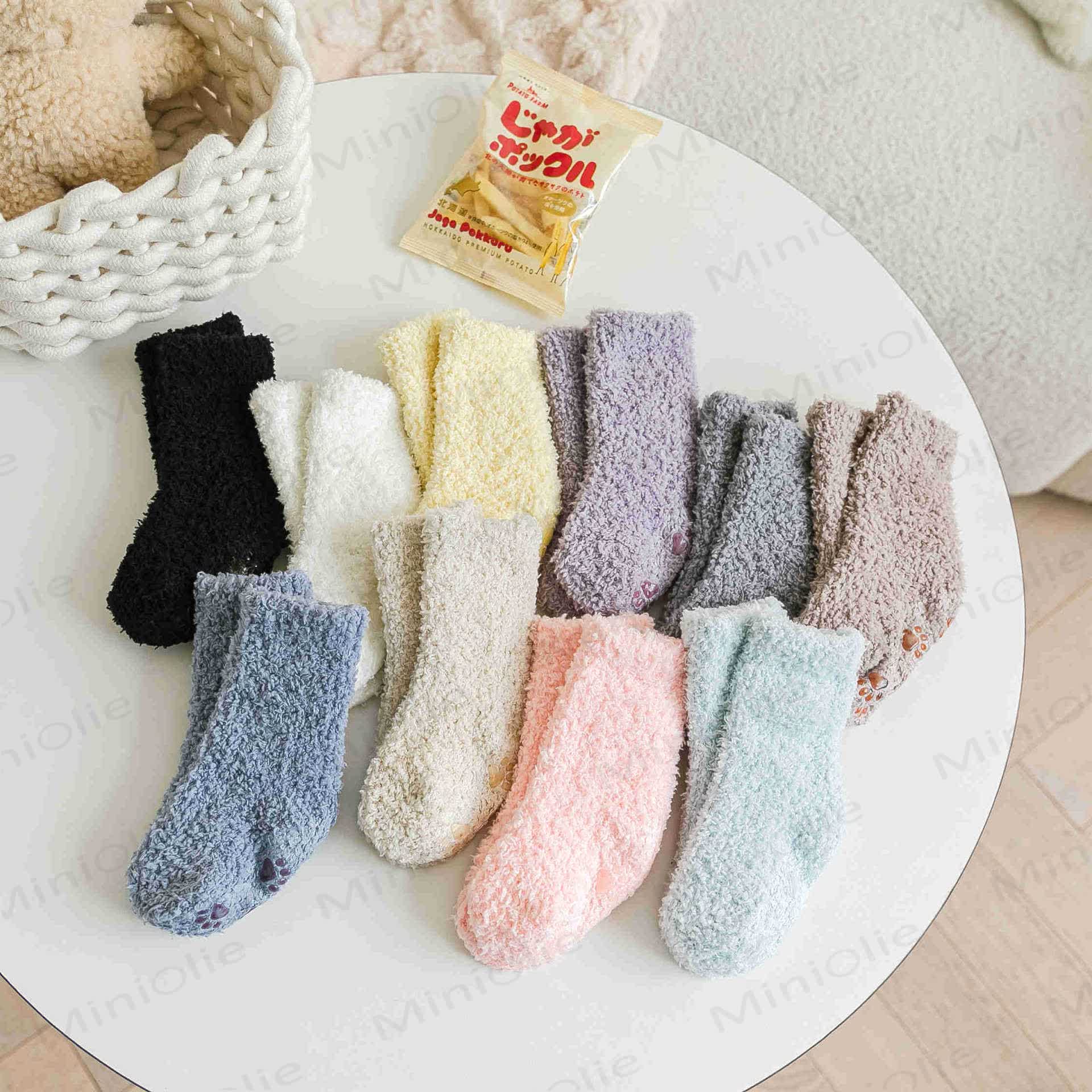 Baby Solid Color Fleece Floor Socks - image 2