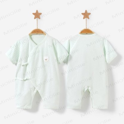 Baby Bear Pattern Solid Color Romper - Green - 9-12M - image 5