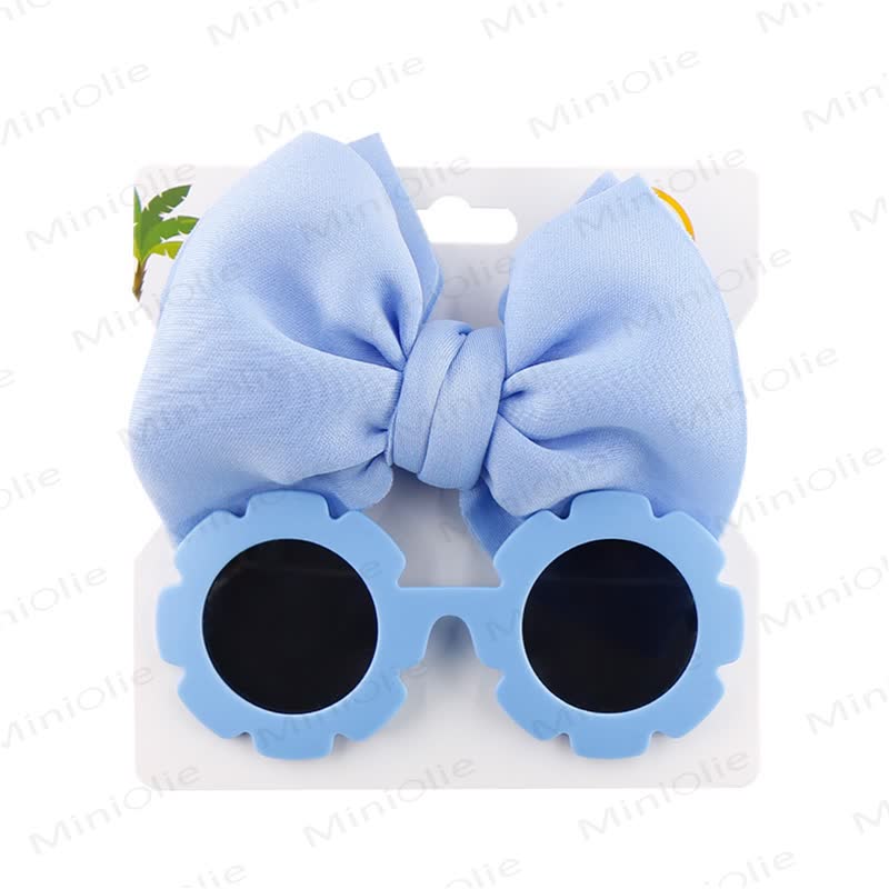 Baby Sunglasses and Bowknot Headband Set - Blue - image 12