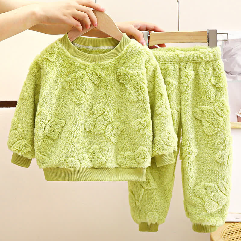 Toddler Kid Fleece Bear 2-piece Set - Green - 12Y - image 4