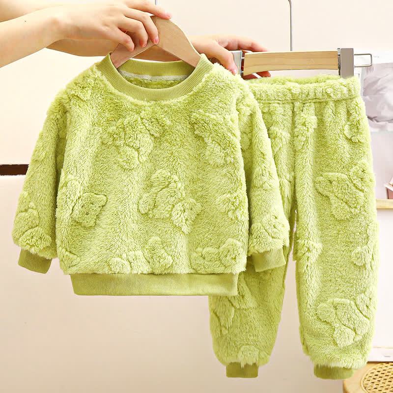 Toddler Kid Fleece Bear 2-piece Set - Green - 12Y - image 4