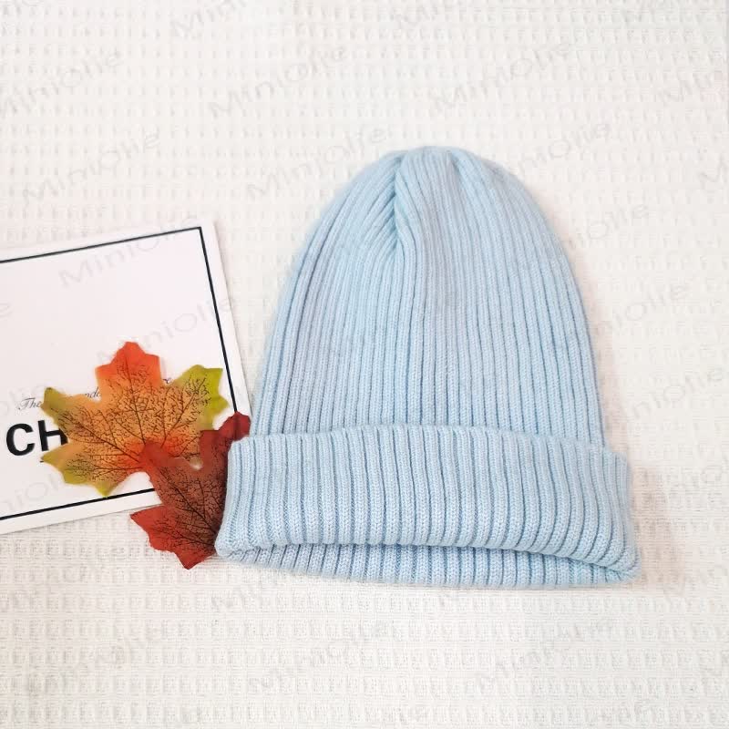 Baby Solid Color Simple Knitted Beanie - Blue - 12-24M - image 9