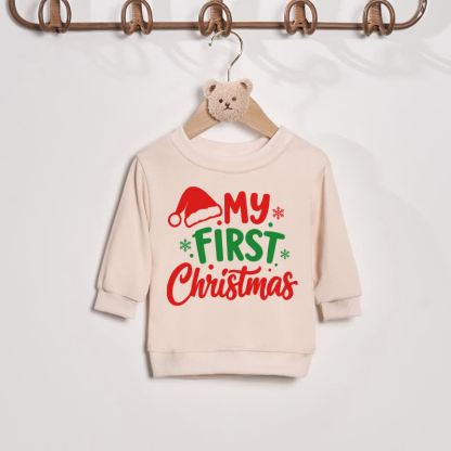 FIRST CHRISTMAS AS A DAD/MOM Daddy/Mommy and Me Sweatshirt - Beige - Baby Sweatshirt: 2-3T - image 5