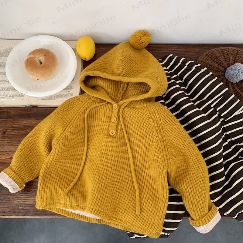 Baby Toddler Solid Color Hooded Sweater - Orange - 8Y - image 5