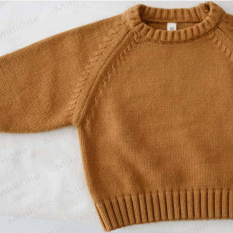 Kid Solid Color Crew Neck Knitted Sweater - image 14
