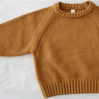 Kid Solid Color Crew Neck Knitted Sweater - image 14