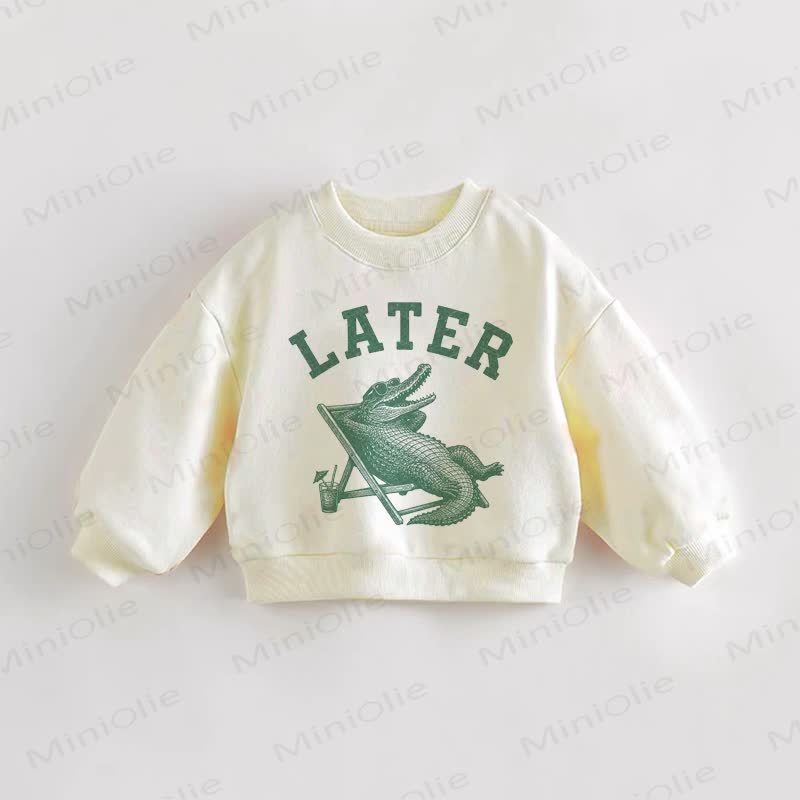 LATER Baby Toddler Crocodile Cream Sweatshirt - Cream - 3-5T - image 1