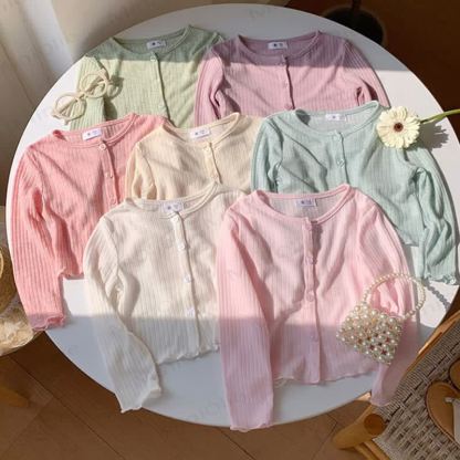 Toddler Girl Solid Color Ribbed Button Front Cardigan - image 3