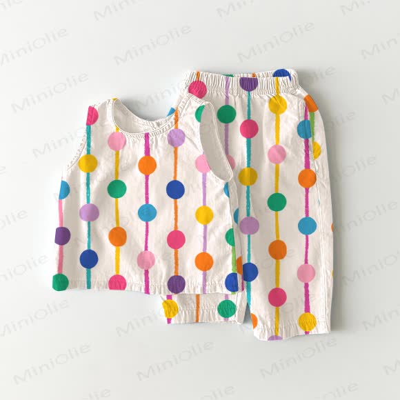 Baby Colorful Polka Dot Stripes 2-Piece Sleeveless Set - White - 2-3T - image 1