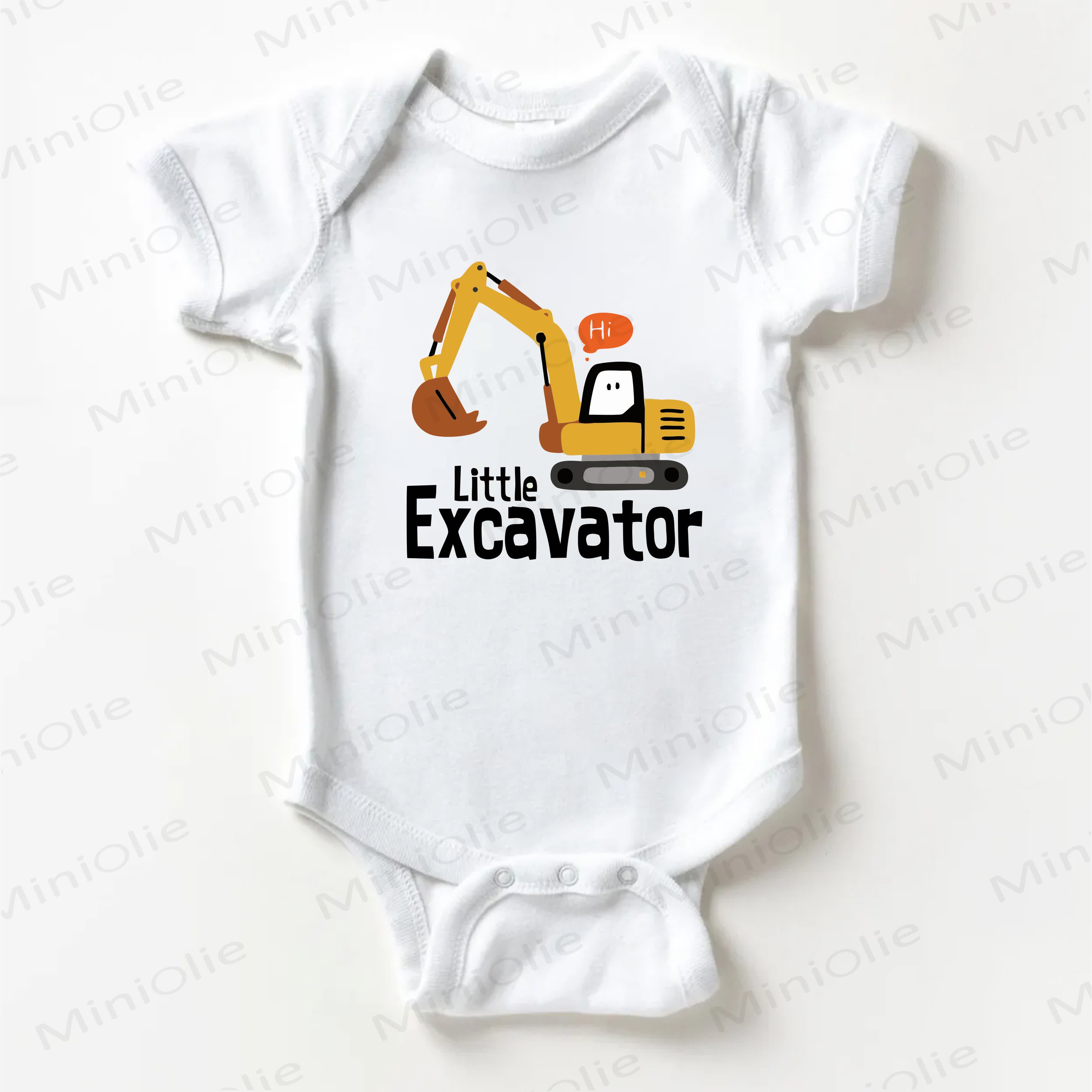HI LITTLE EXCAVATOR Baby Excavator White Bodysuit - White - 18-24M - image 1
