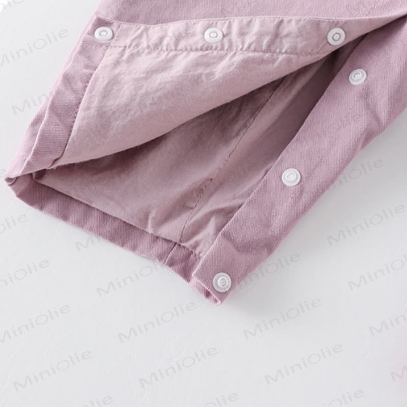 Baby White Ruffle Collar Top and Purple Bunny Overalls 2-piece Set - image 6