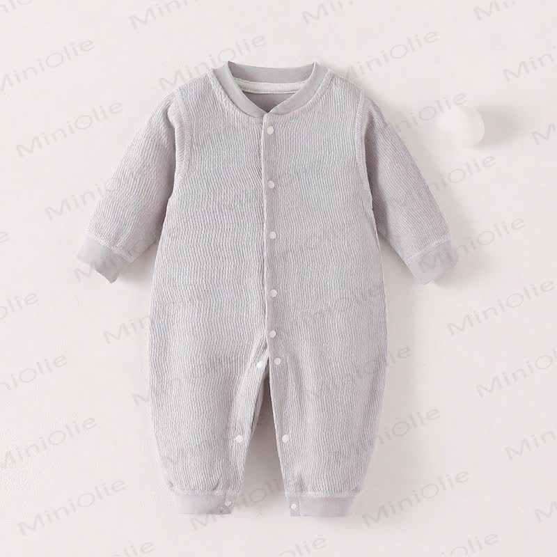 Baby Animal Print Textured Long Sleeve Snap Front Romper - Blue - 18-24M - image 3