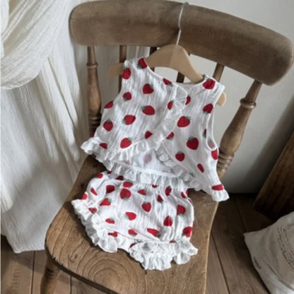 Baby Toddler 2-Piece Strawberry Sleeveless Set - image 5