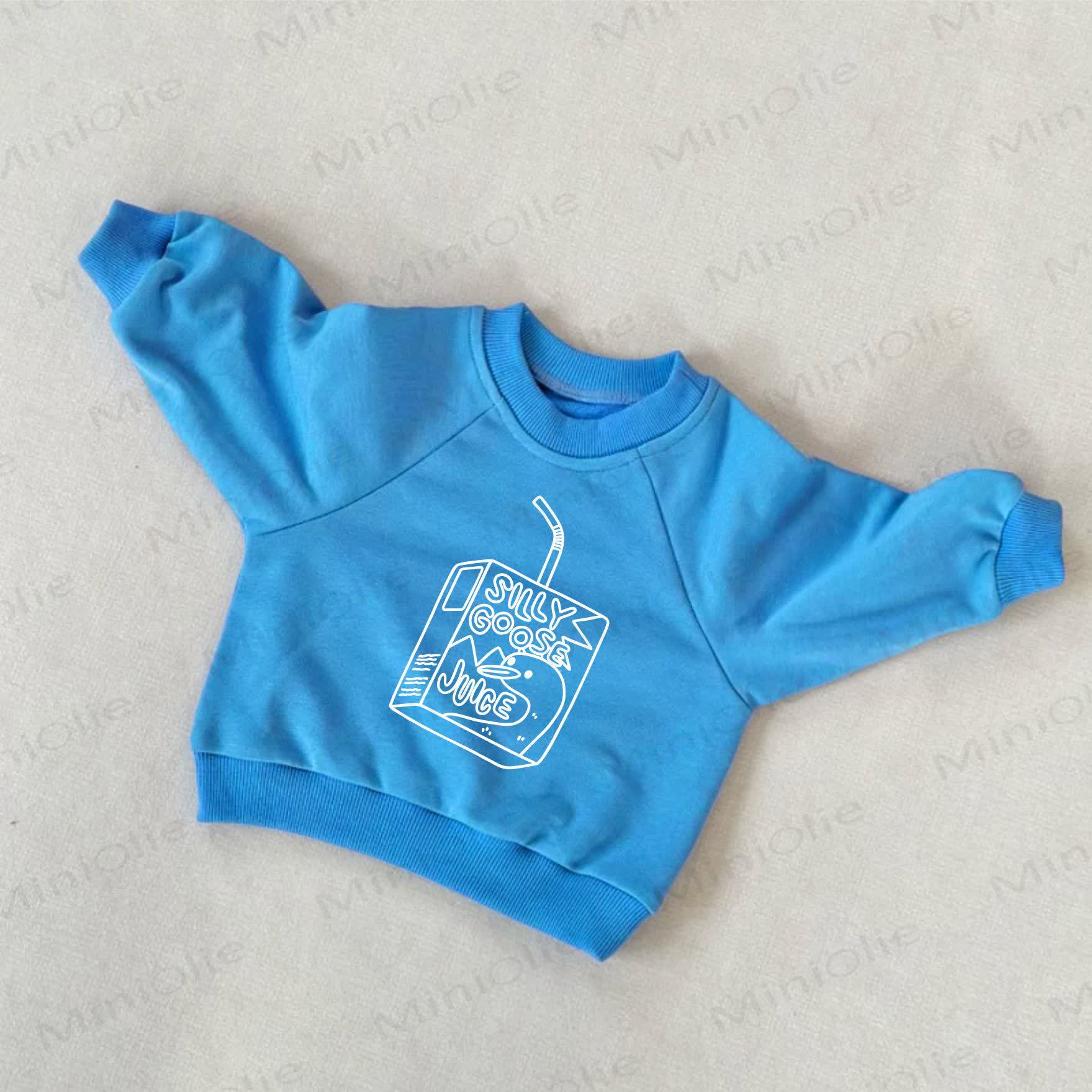 SILLY GOOSE JUICE Baby Toddler Juice Print Blue Sweatshirt - Blue - 3-5T - image 1