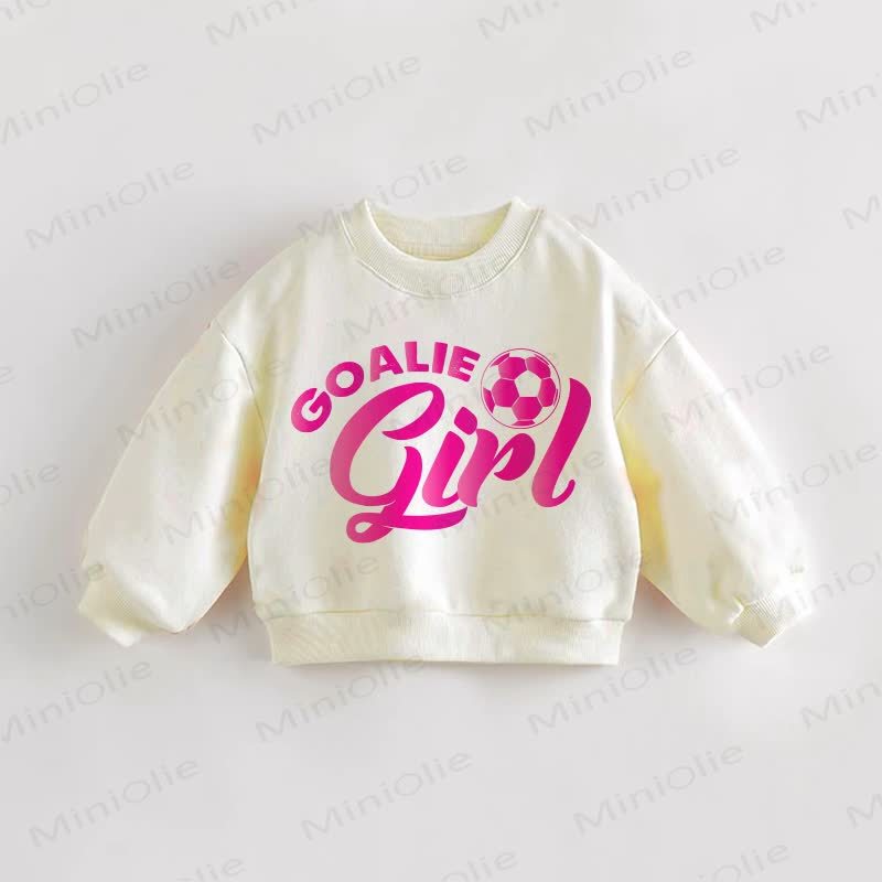 GOALIE GIRL Baby Toddler Sweatshirt - Cream - 3-5T - image 1