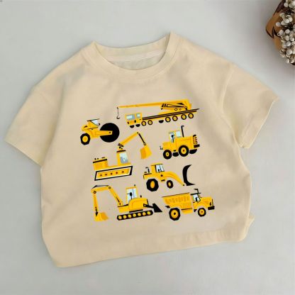 Toddler Kid Excavator Print Khaki T-shirt - Khaki - 6-7T - image 1