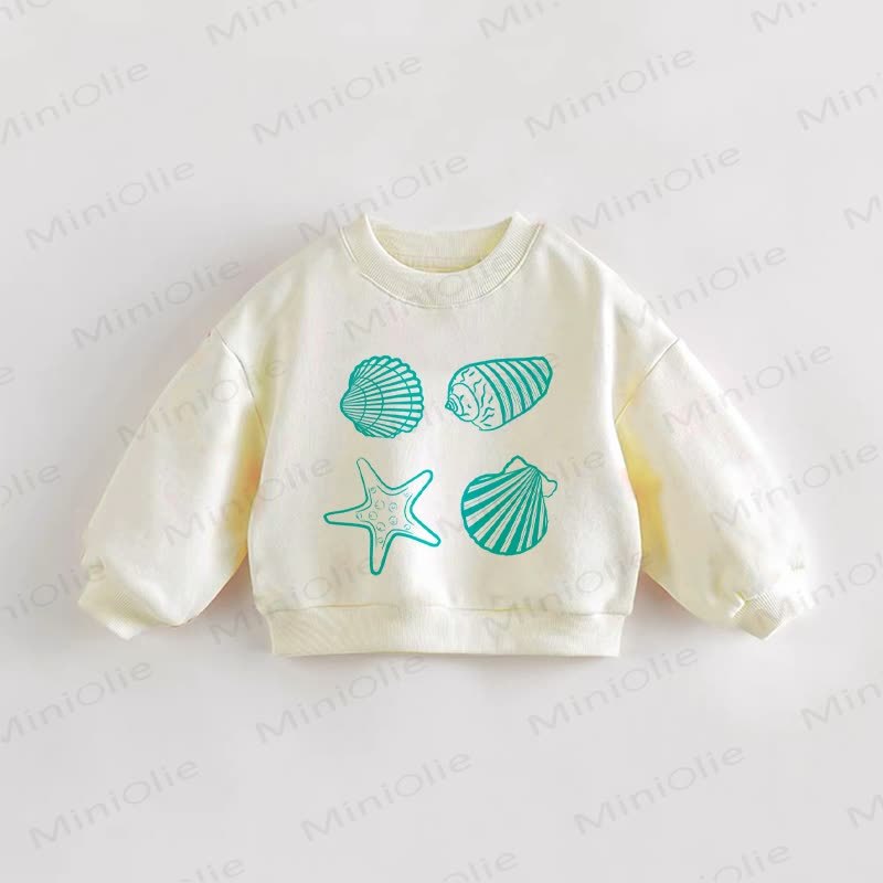 Baby Toddler Shells Print Cream Sweatshirt - Cream - 3-5T - image 1