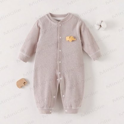 Baby Animal Print Textured Long Sleeve Snap Front Romper - Gray - 18-24M - image 5