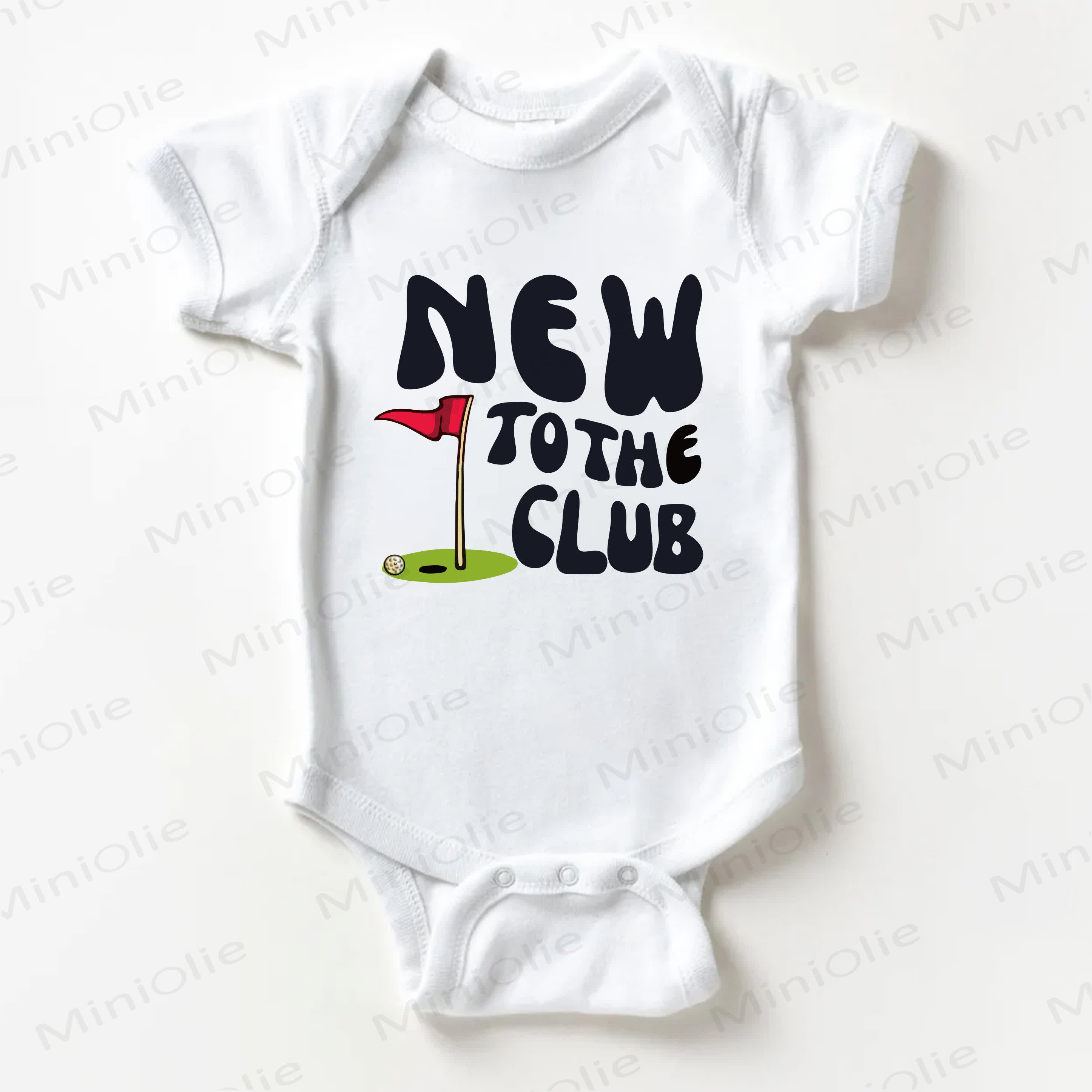 NEW TO THE CLUB Baby Golf Pin Print White Bodysuit - White - 18-24M - image 1