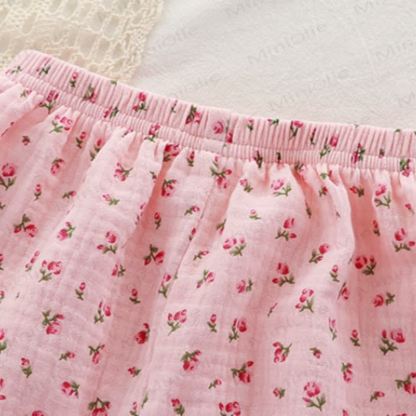 Toddler Girl Floral Print Tee and Shorts Pajamas 2-piece Set - image 9