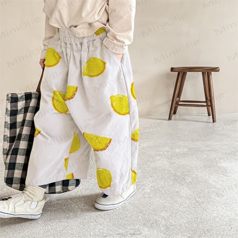 Baby Lemon Print Pants - White - 2-3T - image 1