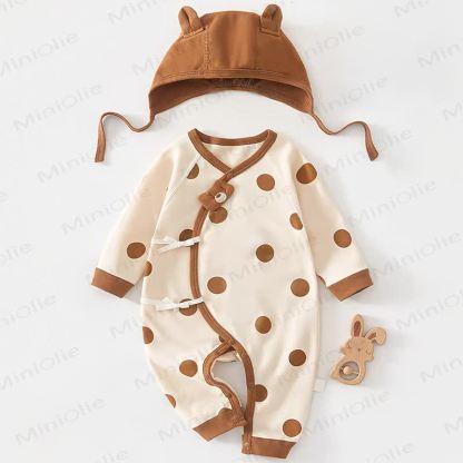 Baby  Apple/Bear Wrap Romper with Hat - Bear - 18-24M - image 3