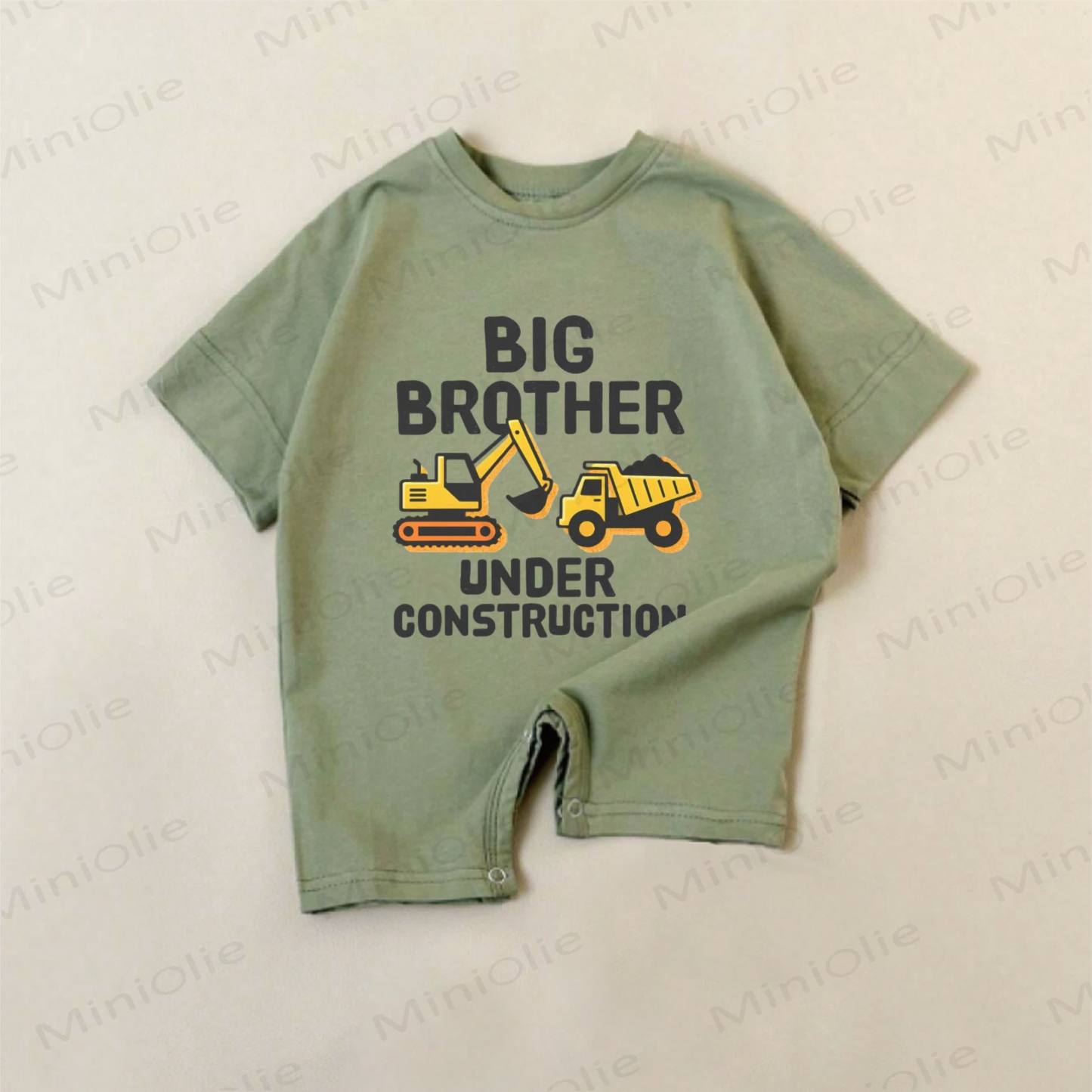 BIG BROTHER UNDER CONSTRUCTION Baby Green Excavator Romper - Green - 18-24M - image 1