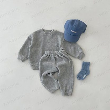 Baby Toddler Solid Color Casual 2 Pieces Set - Grey - 5-7T - image 6