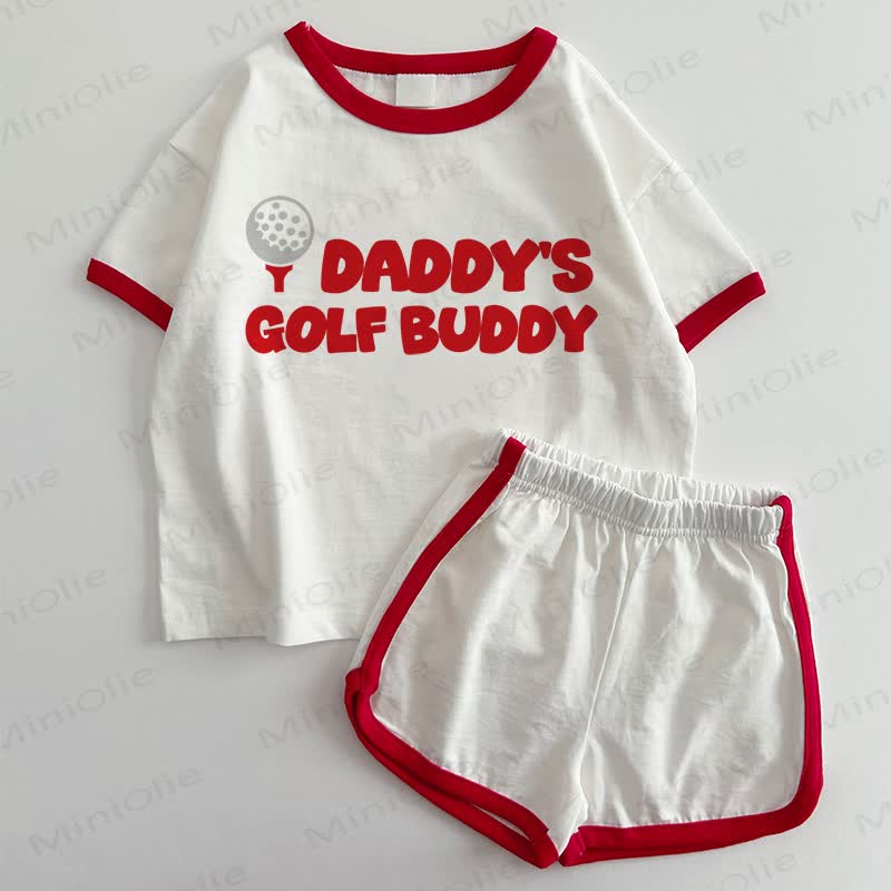 DADDY'S GOLF BUDDY Baby T-shirt and Shorts 2-Piece Set - White&Red - 3-5T - image 1