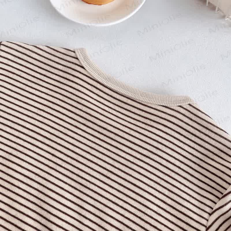 Baby Toddler Striped Shoulder Button Long Sleeve Tee - image 8
