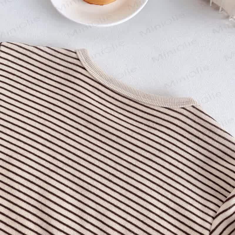 Baby Toddler Striped Shoulder Button Long Sleeve Tee - image 8