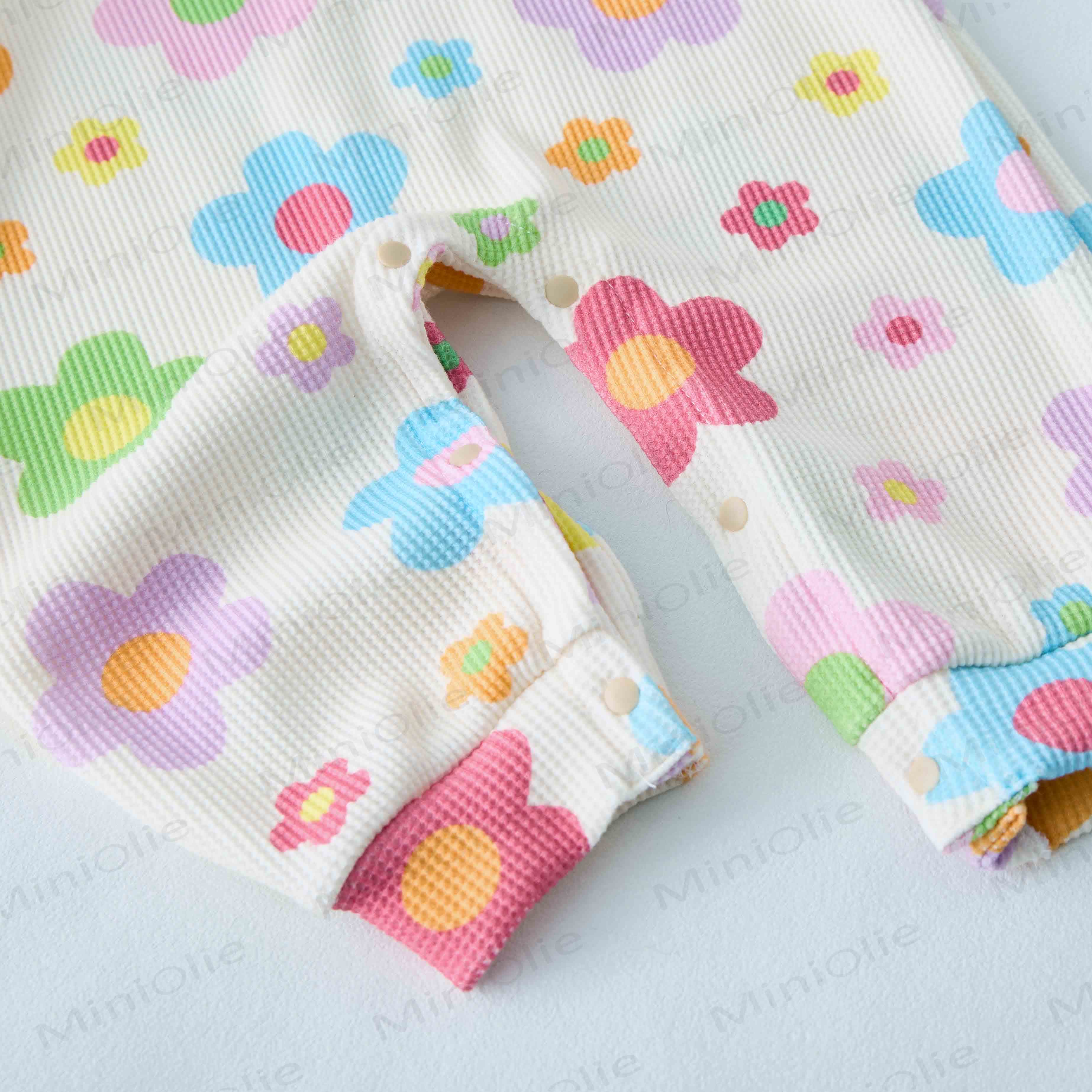 Baby Waffle Dopamine Flowers Romper - image 5