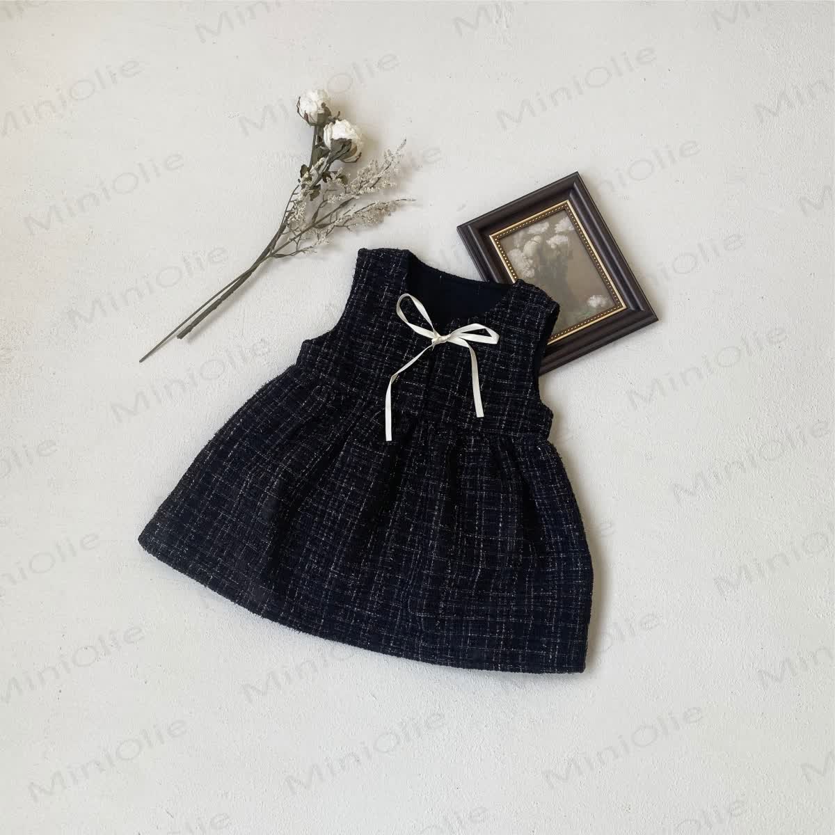Baby Toddler Plaid Bow Dress - Black - 5-7T - image 5