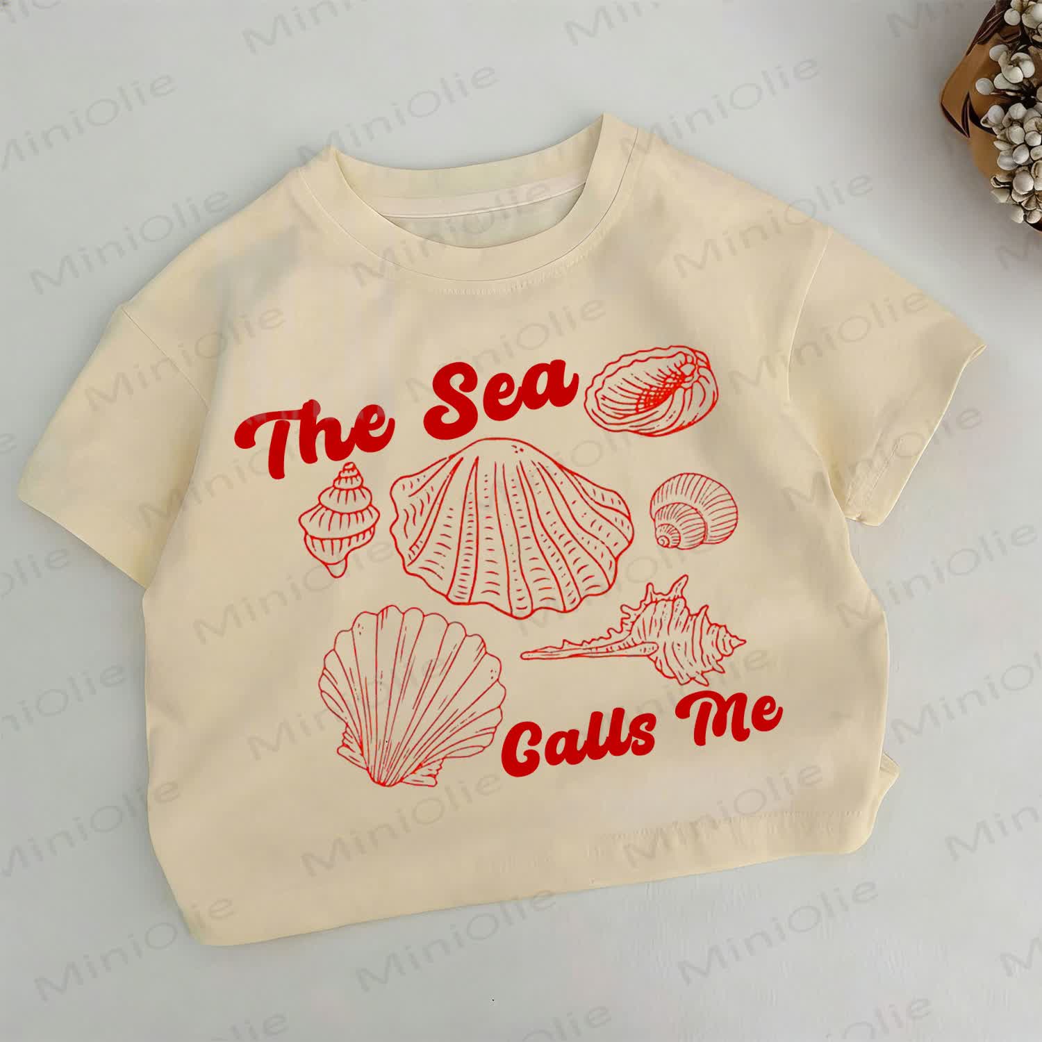 THE SEA CALLS ME Toddler Shells Print Khaki T-shirt - Khaki - 6-7T - image 1
