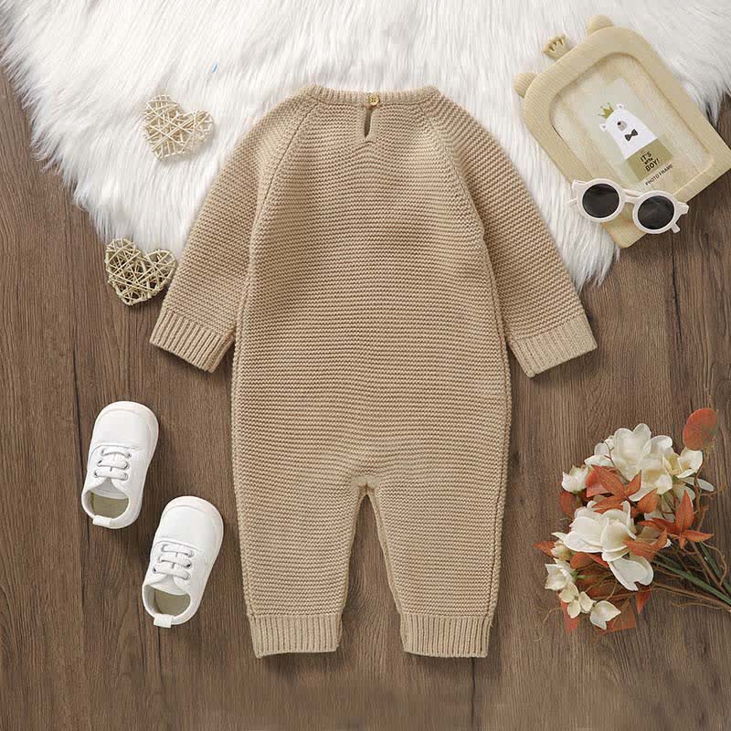 Baby Heart Knit Romper with Socks Gloves - image 2